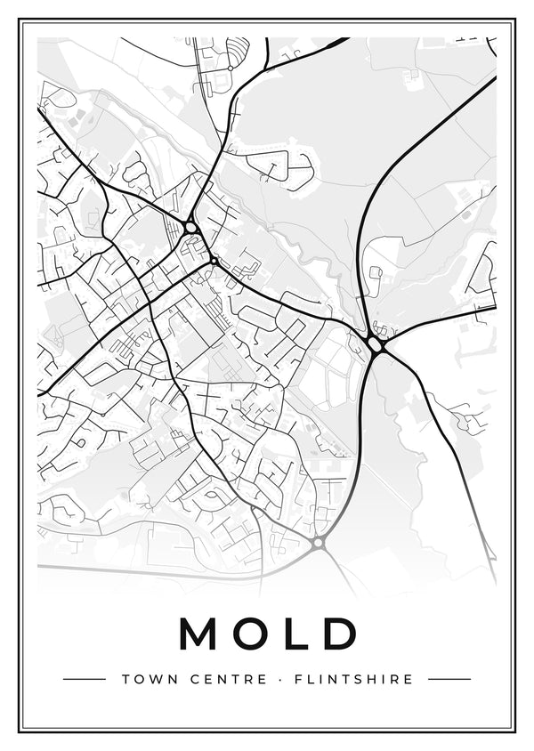 Mold Town Centre Street Map Poster