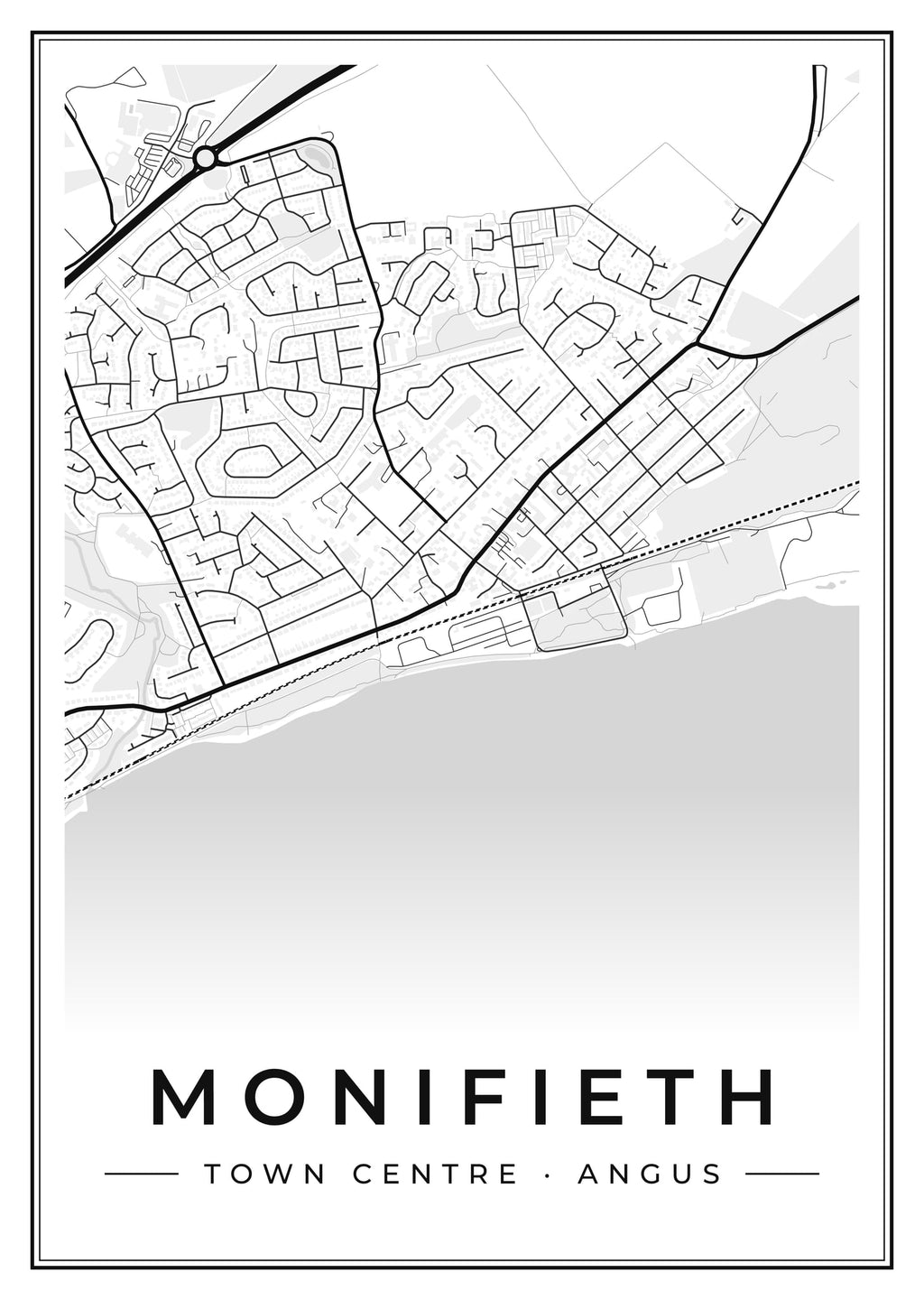 Street map poster of Monifieth town centre, Angus