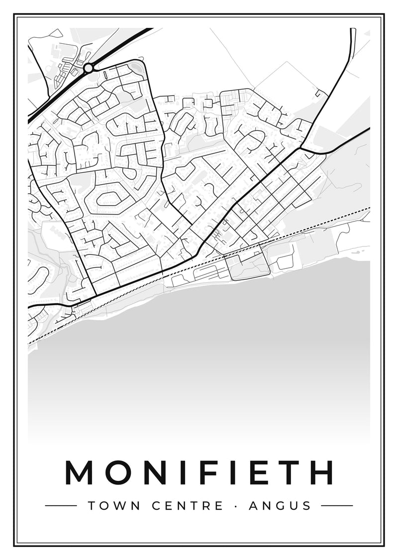 Monifieth Town Centre Street Map Poster
