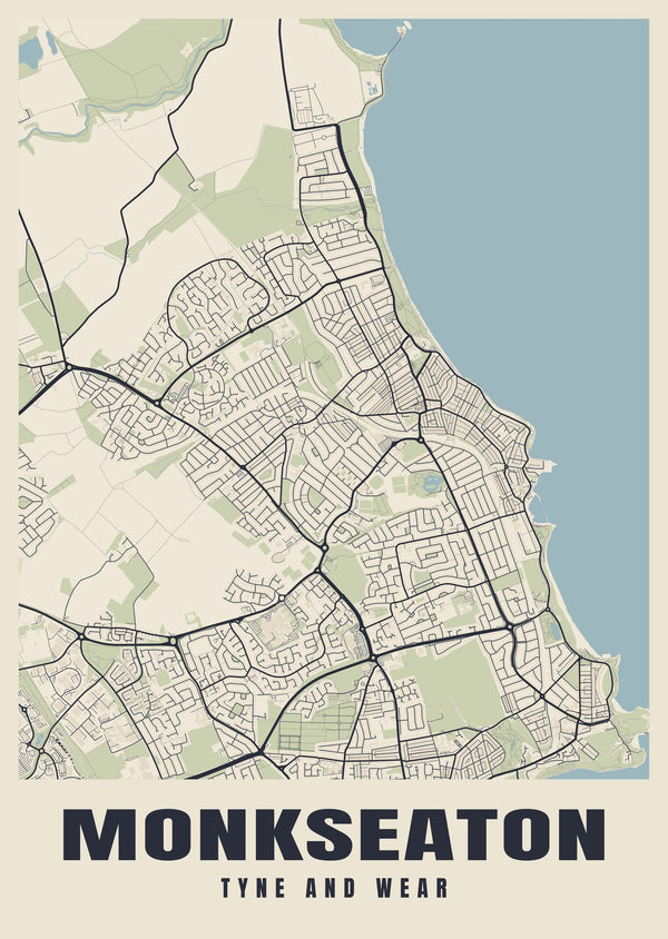 Monkseaton Street Map Poster