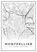 Street map poster of Montpellier city centre, Occitanie