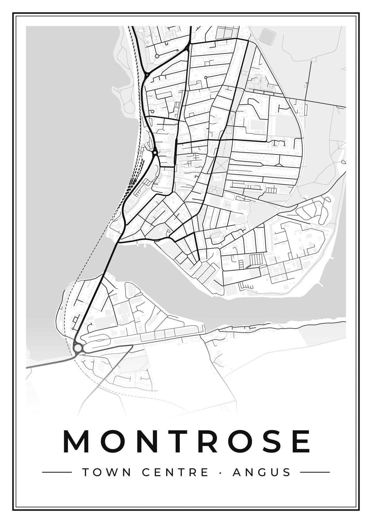 Street map poster of Montrose town centre, Angus