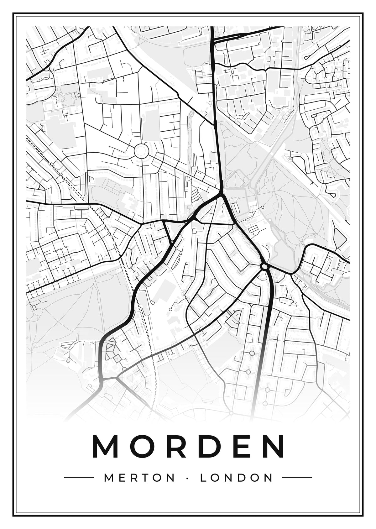 Street map poster of Morden, Merton, London