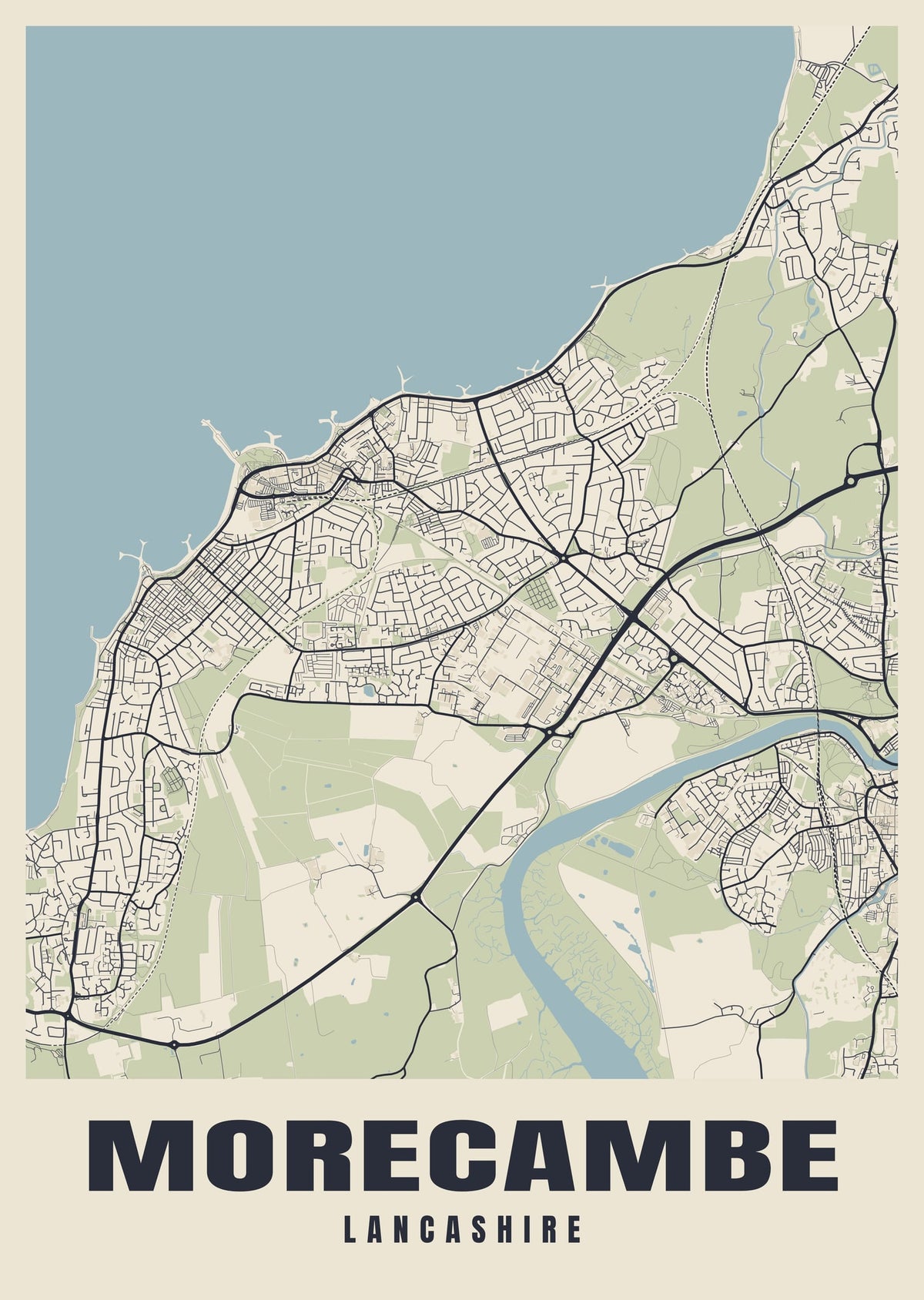 Street map poster of Morecambe, Lancashire