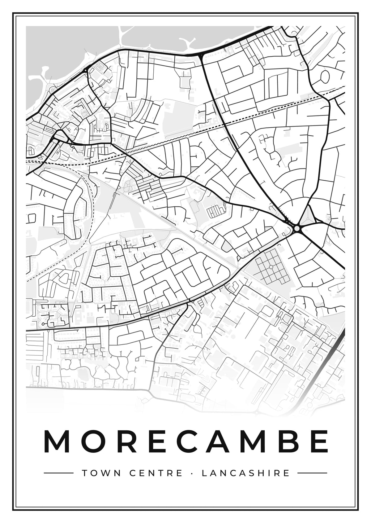 Street map poster of Morecambe town centre, Lancashire