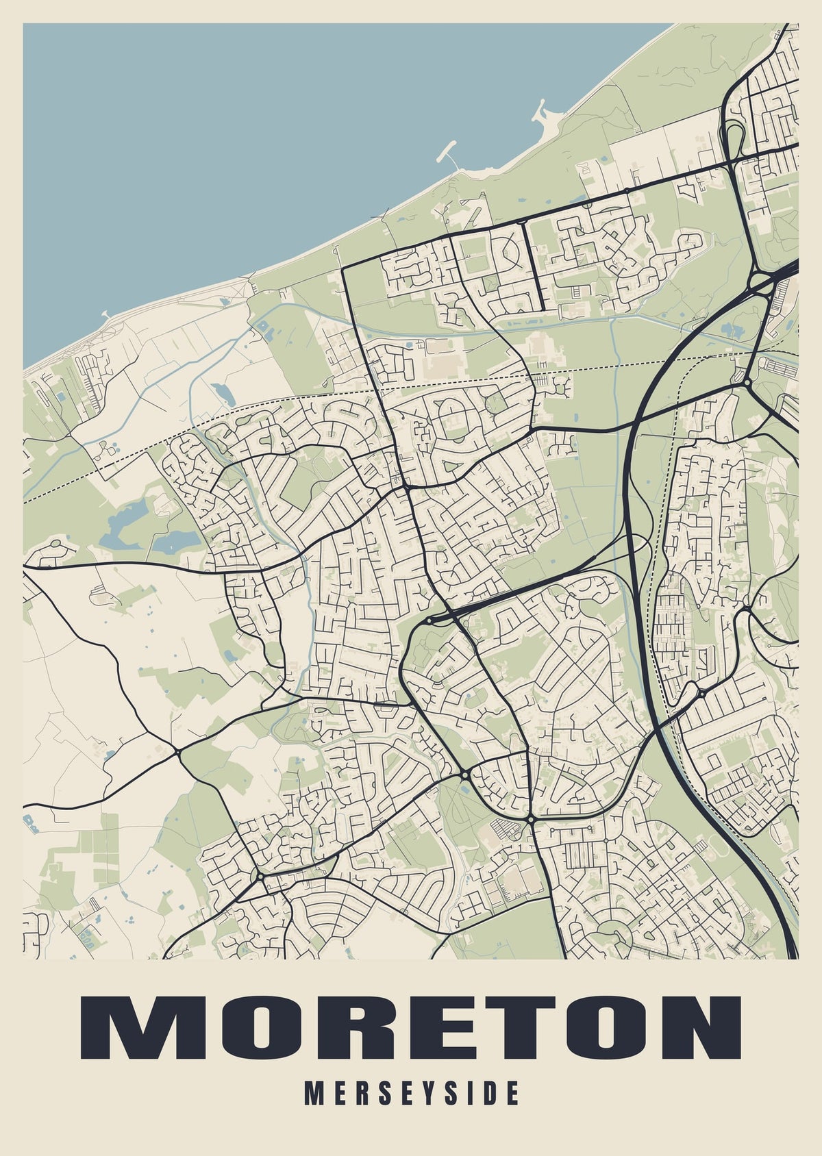 Street map poster of Moreton, Merseyside