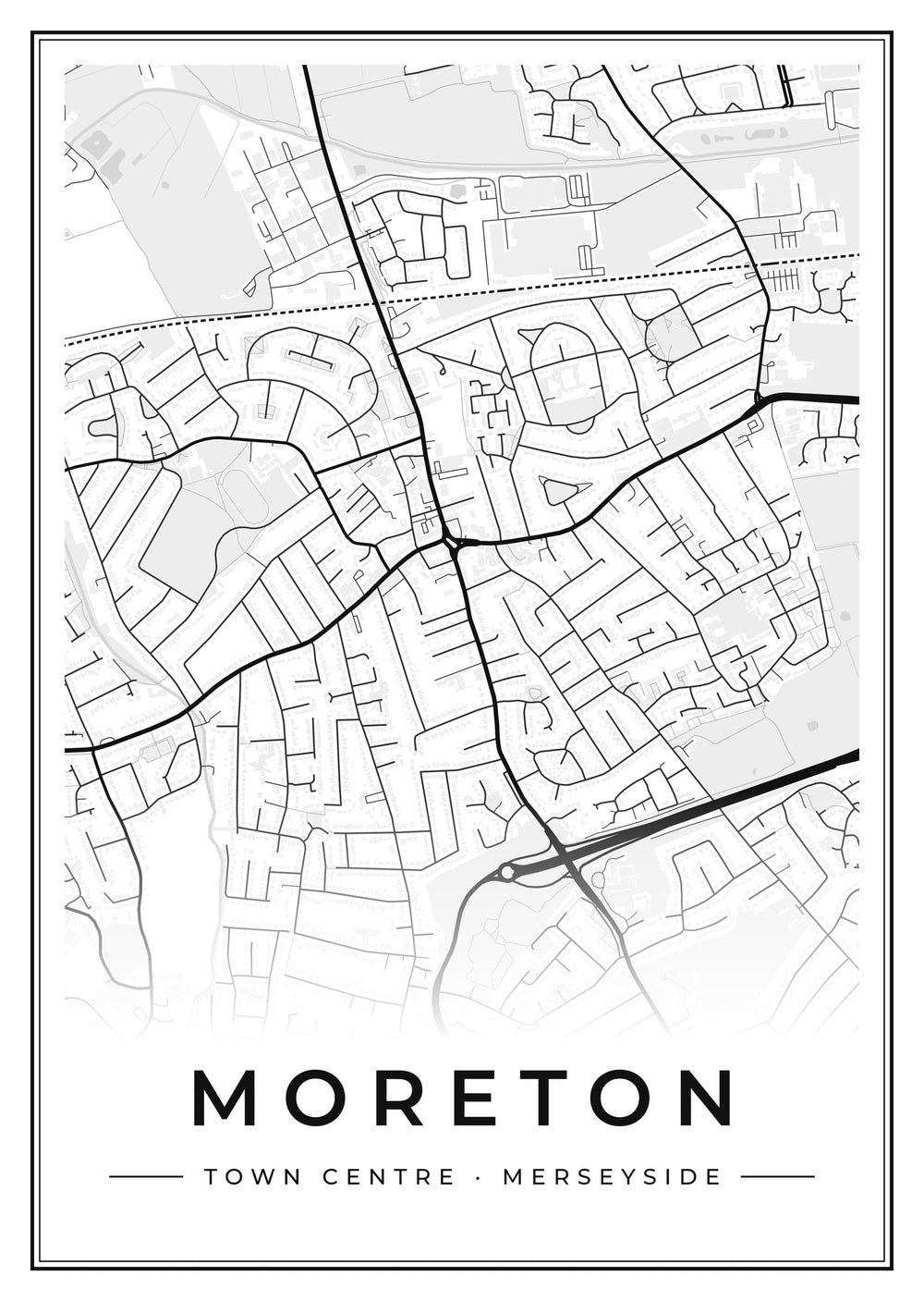 Moreton Town Centre Street Map Poster
