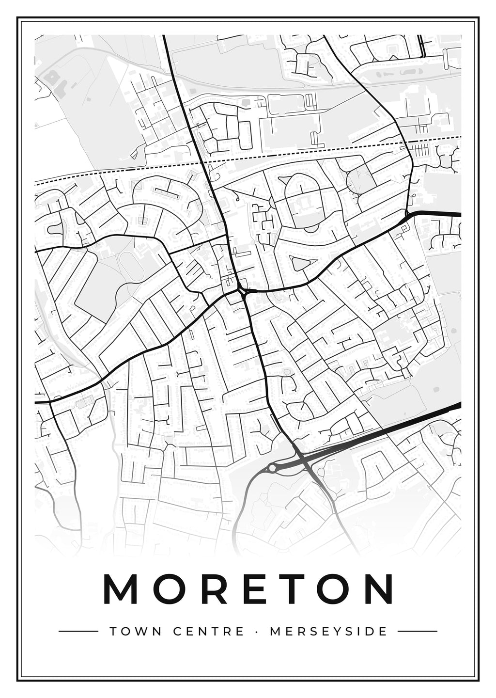 Street map poster of Moreton town centre, Merseyside