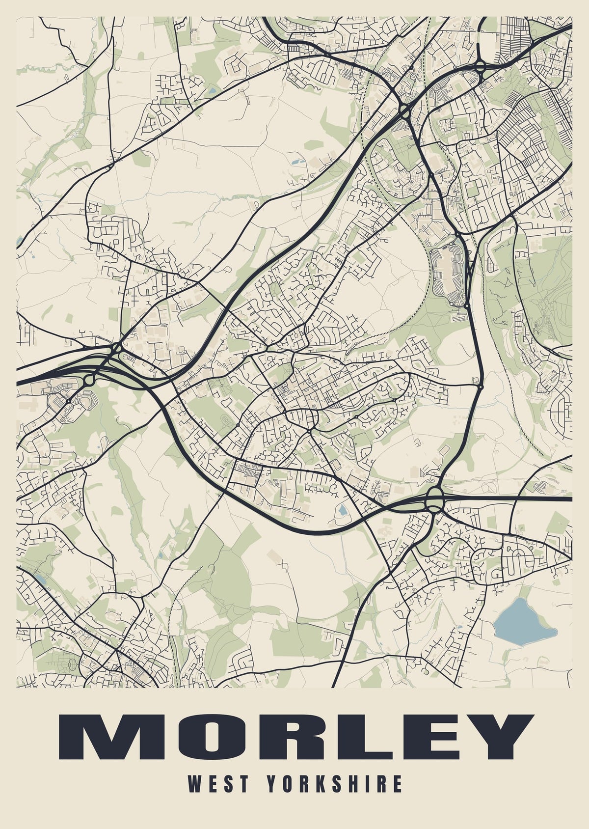 Street map poster of Morley, West Yorkshire