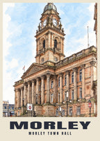 Morley Town Hall poster, Ink & Wash style