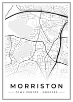 Street map poster of Morriston town centre, Swansea