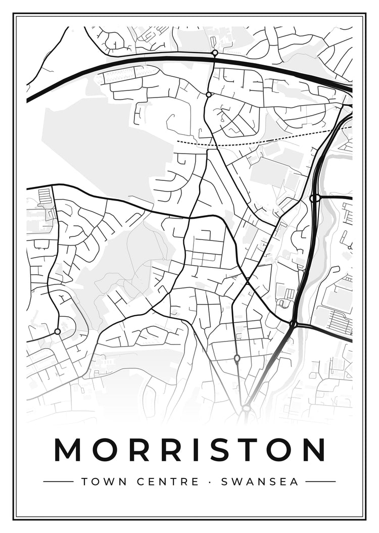 Morriston Town Centre Street Map Poster