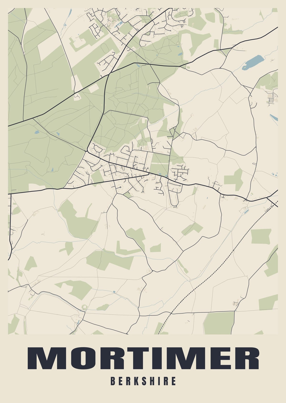 Street map poster of Mortimer, Berkshire