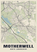 Street map poster of Motherwell, North Lanarkshire