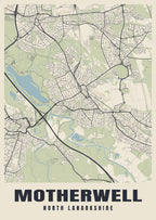 Street map poster of Motherwell, North Lanarkshire
