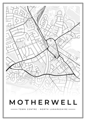 Motherwell Town Centre Street Map Poster