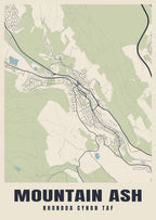 Street map poster of Mountain Ash, Rhondda Cynon Taf