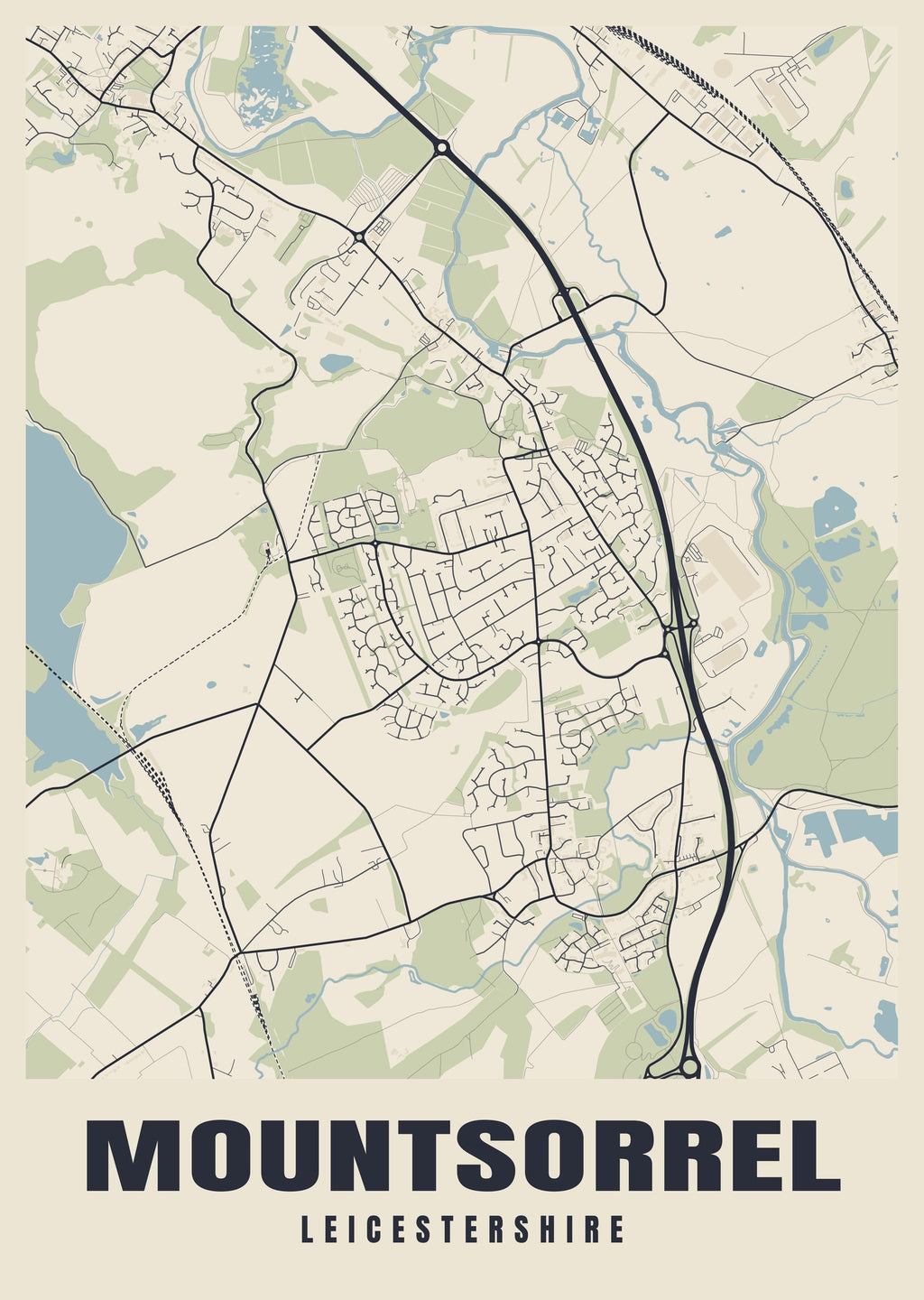 Street map poster of Mountsorrel, Leicestershire
