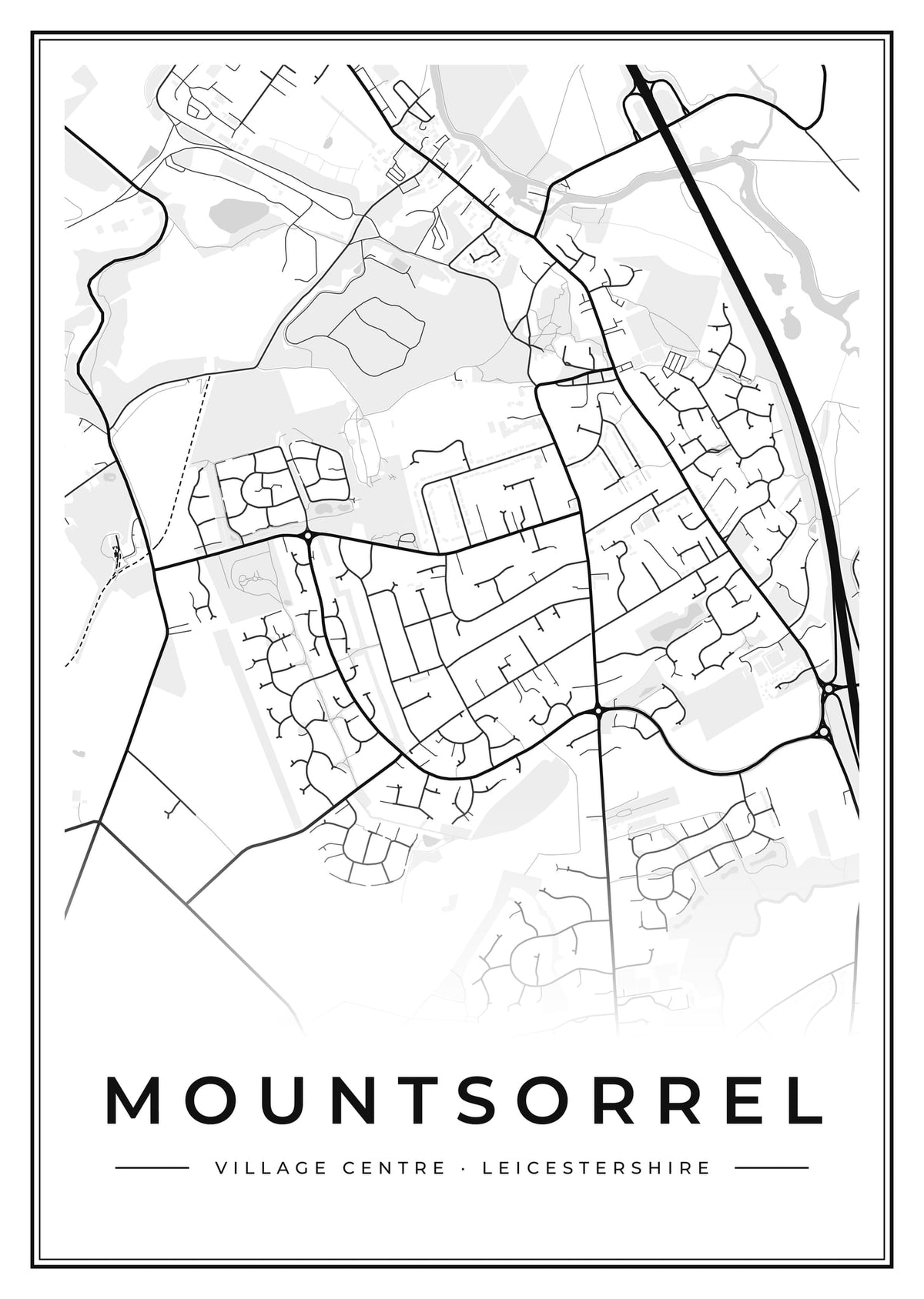 Street map poster of Mountsorrel village centre, Leicestershire