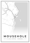 Street map poster of Mousehole village centre, Cornwall