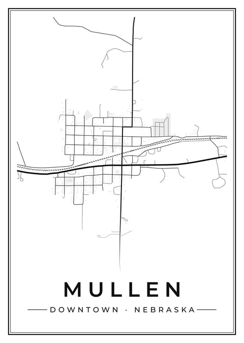 Mullen Downtown Street Map Poster