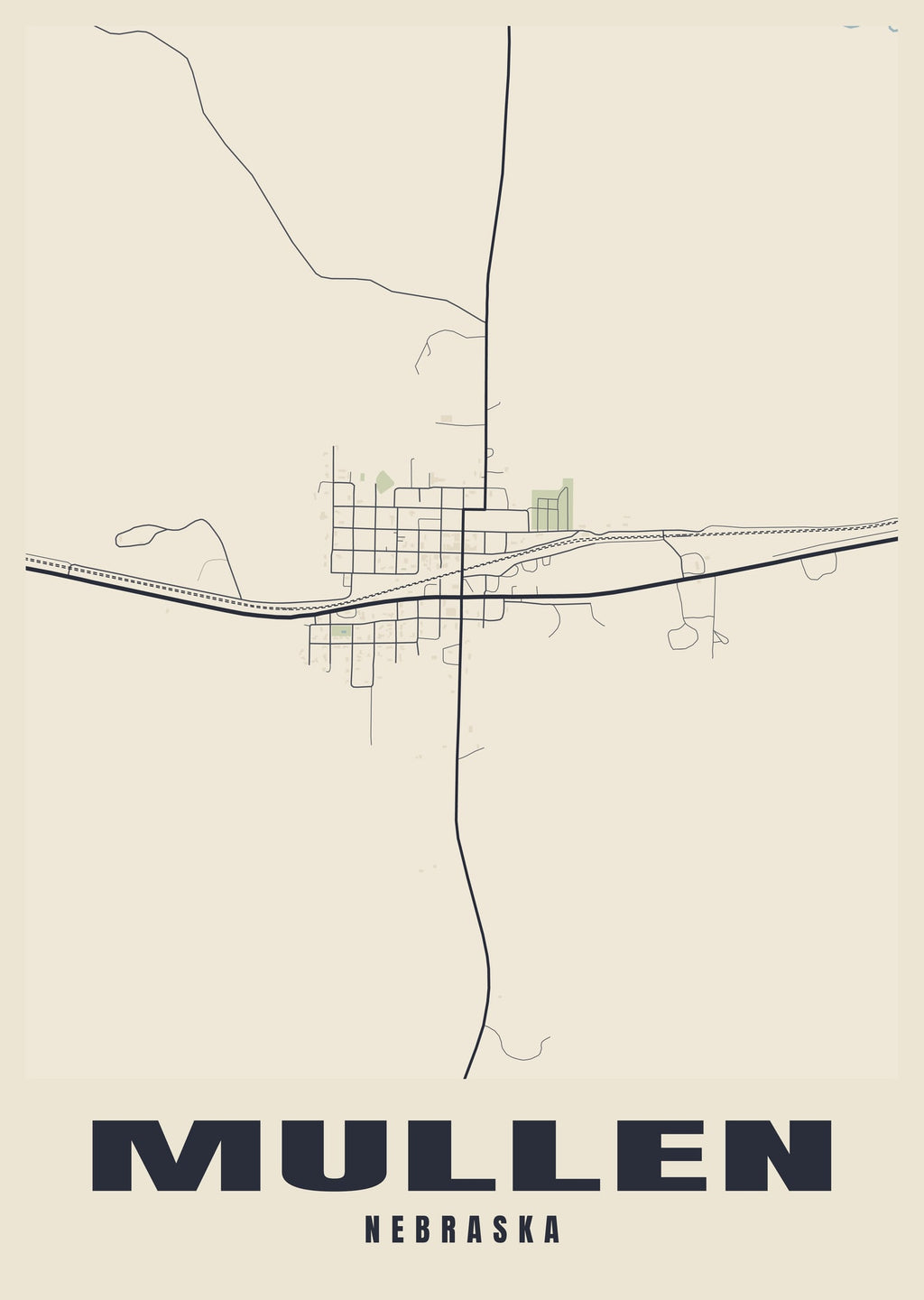 Street map poster of Mullen, Nebraska