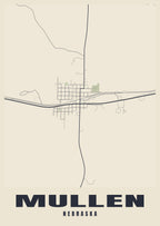 Street map poster of Mullen, Nebraska