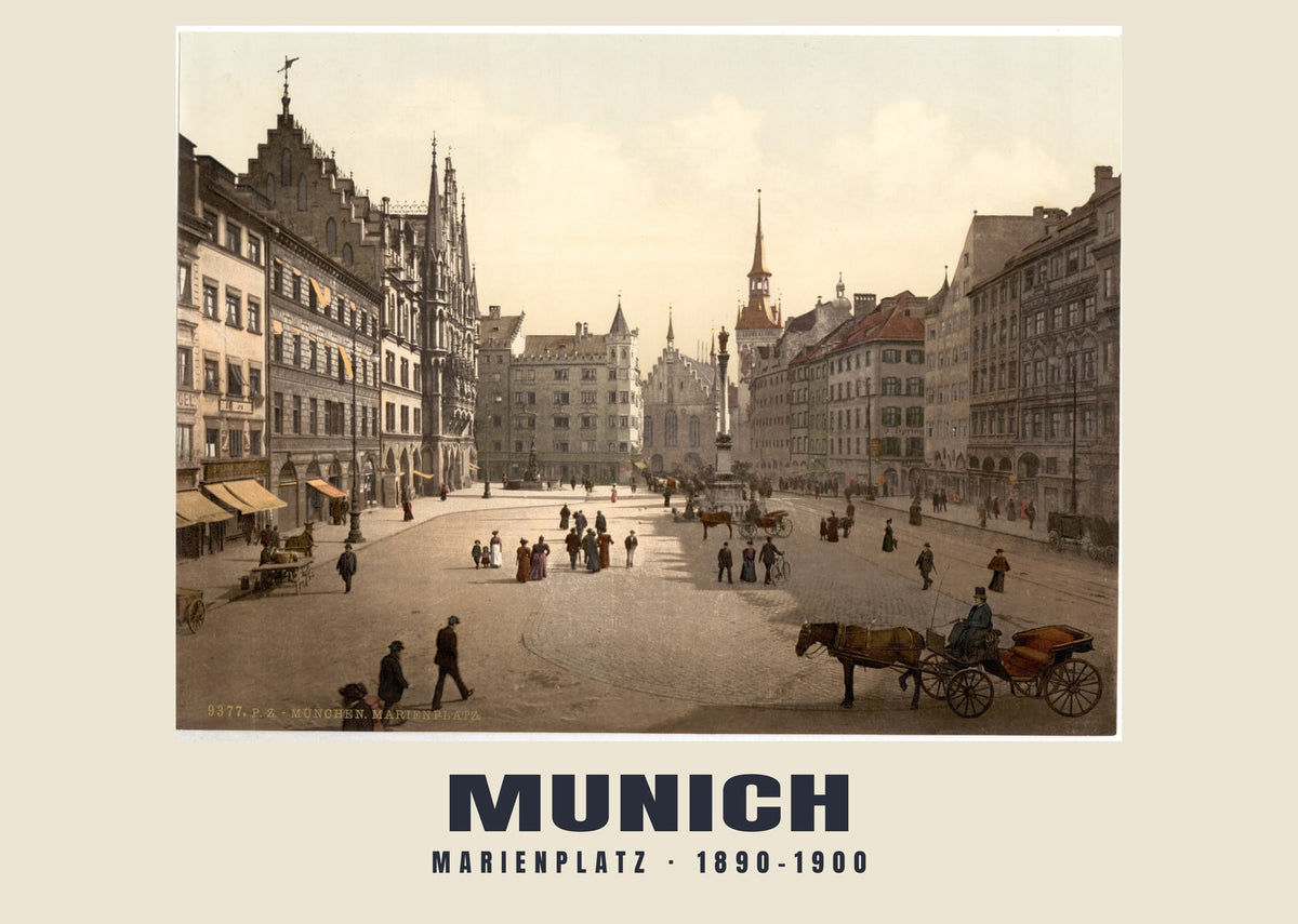 Marienplatz, Munich, 1890–1900 heritage photograph