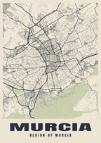 Street map poster of Murcia, Region of Murcia