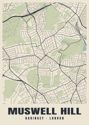 Muswell Hill Heritage Street Map Poster