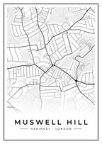 Street map poster of Muswell Hill, Haringey, London