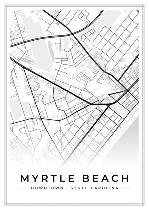 Myrtle Beach Downtown Street Map Poster