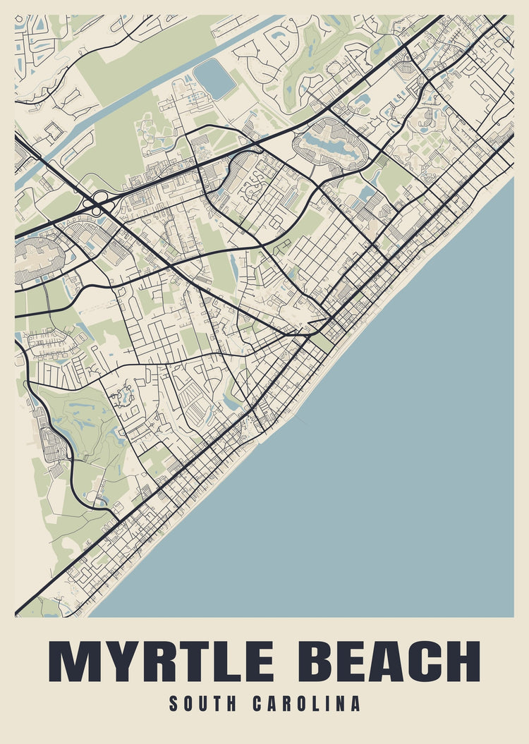 Myrtle Beach Street Map Poster