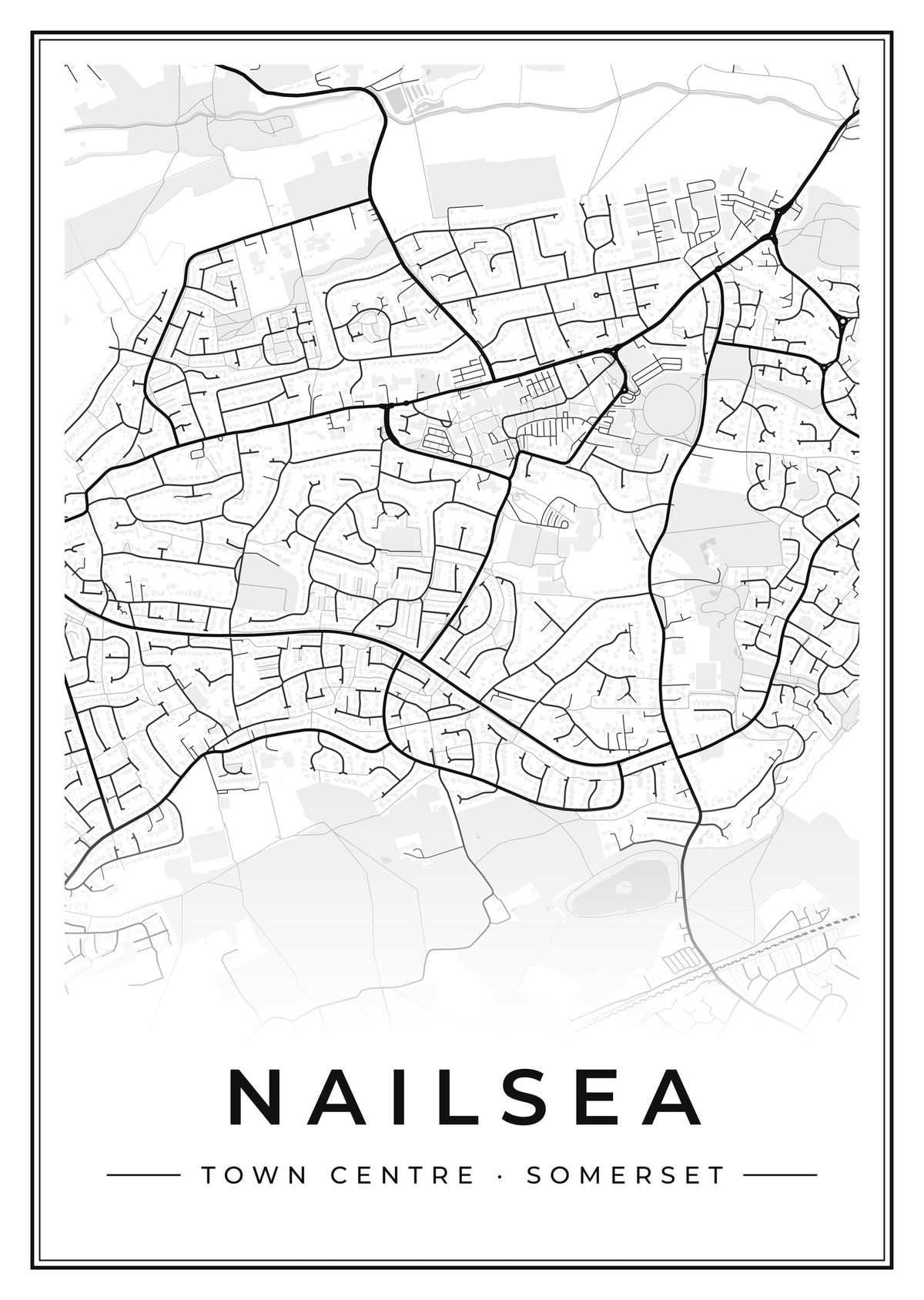 Street map poster of Nailsea town centre, Somerset