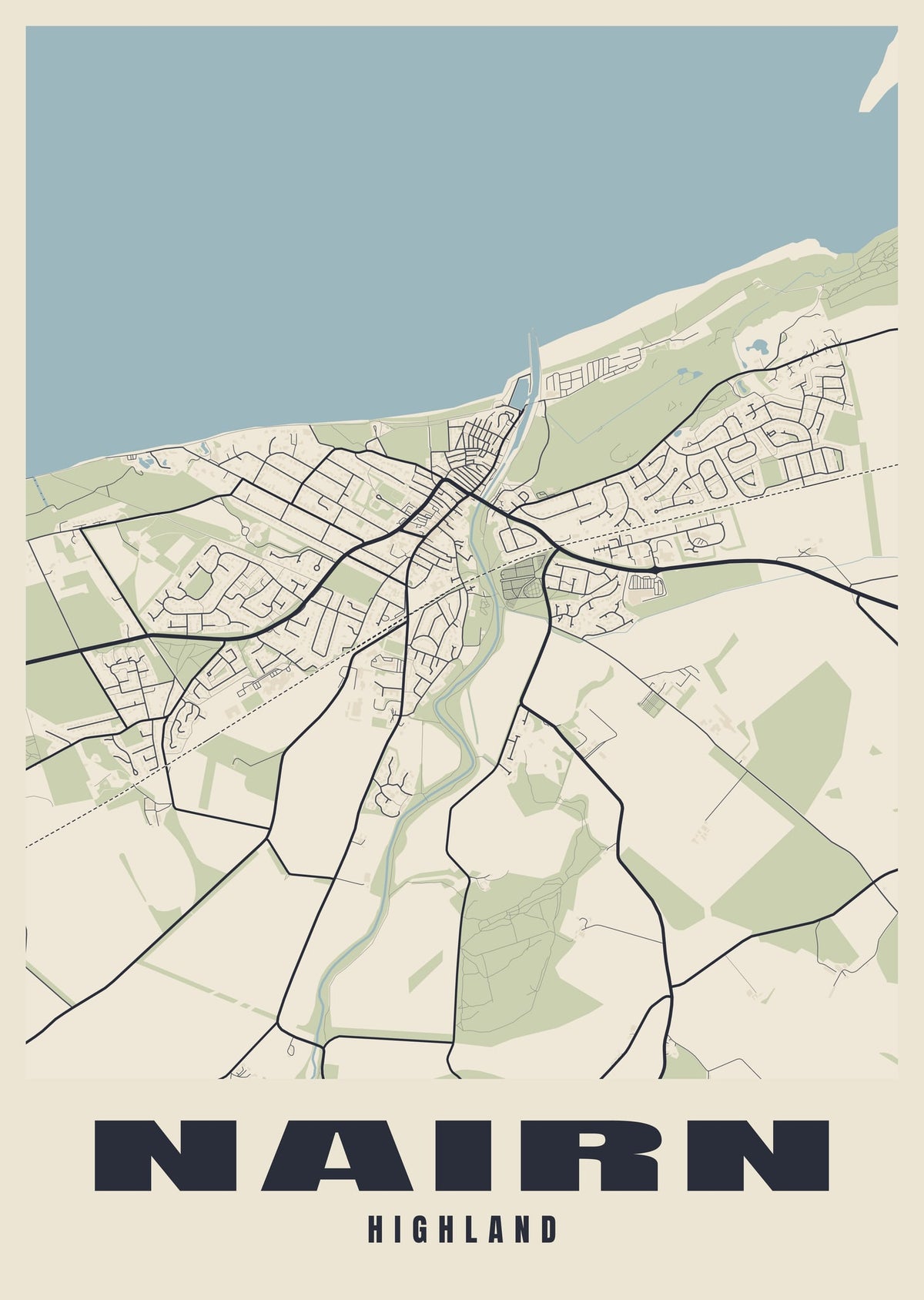 Street map poster of Nairn, Highland