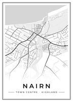 Street map poster of Nairn town centre, Highland