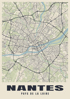 Street map poster of Nantes, Pays de la Loire