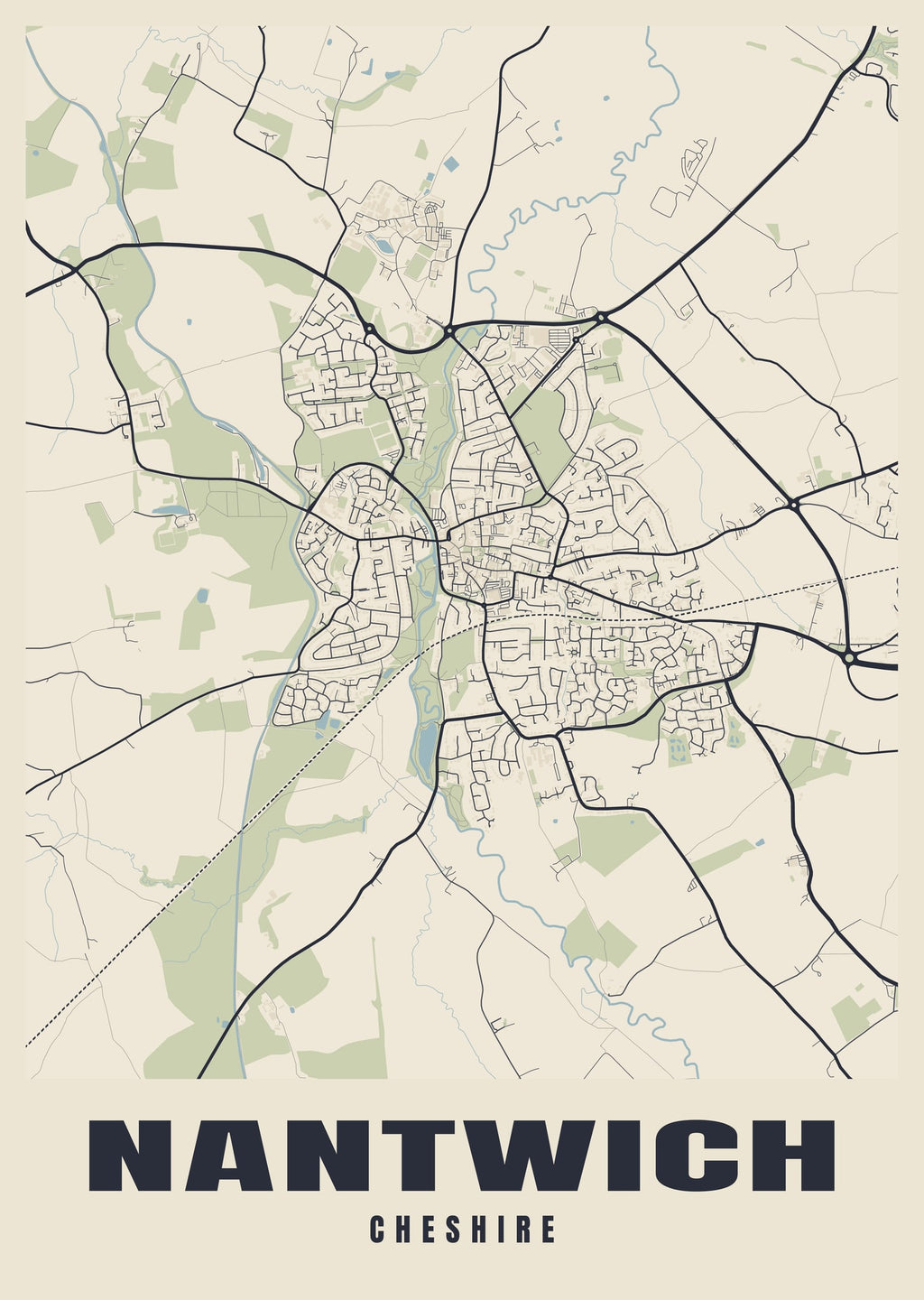 Street map poster of Nantwich, Cheshire