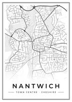 Street map poster of Nantwich town centre, Cheshire