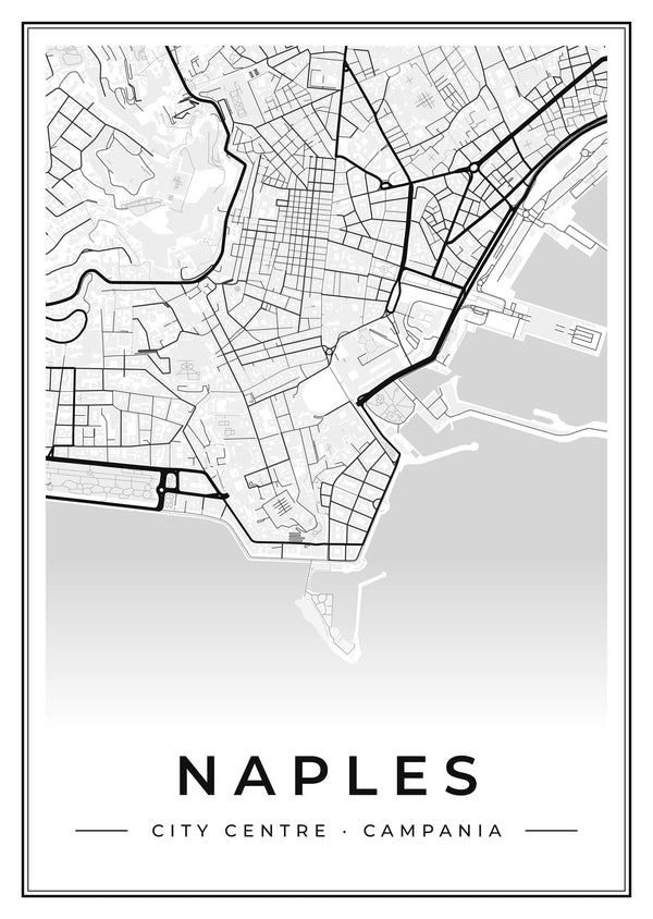Naples City Centre Street Map Poster