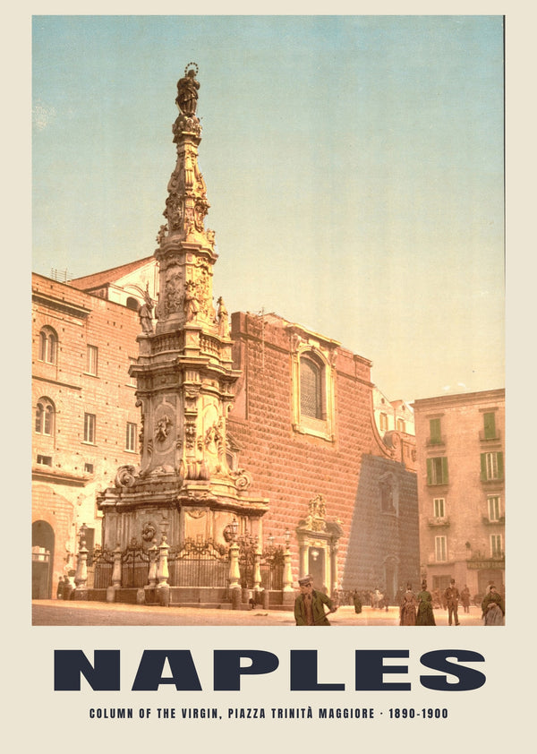 Piazza Trinità Maggiore, Naples — 1890–1900 · Vintage photochrom print