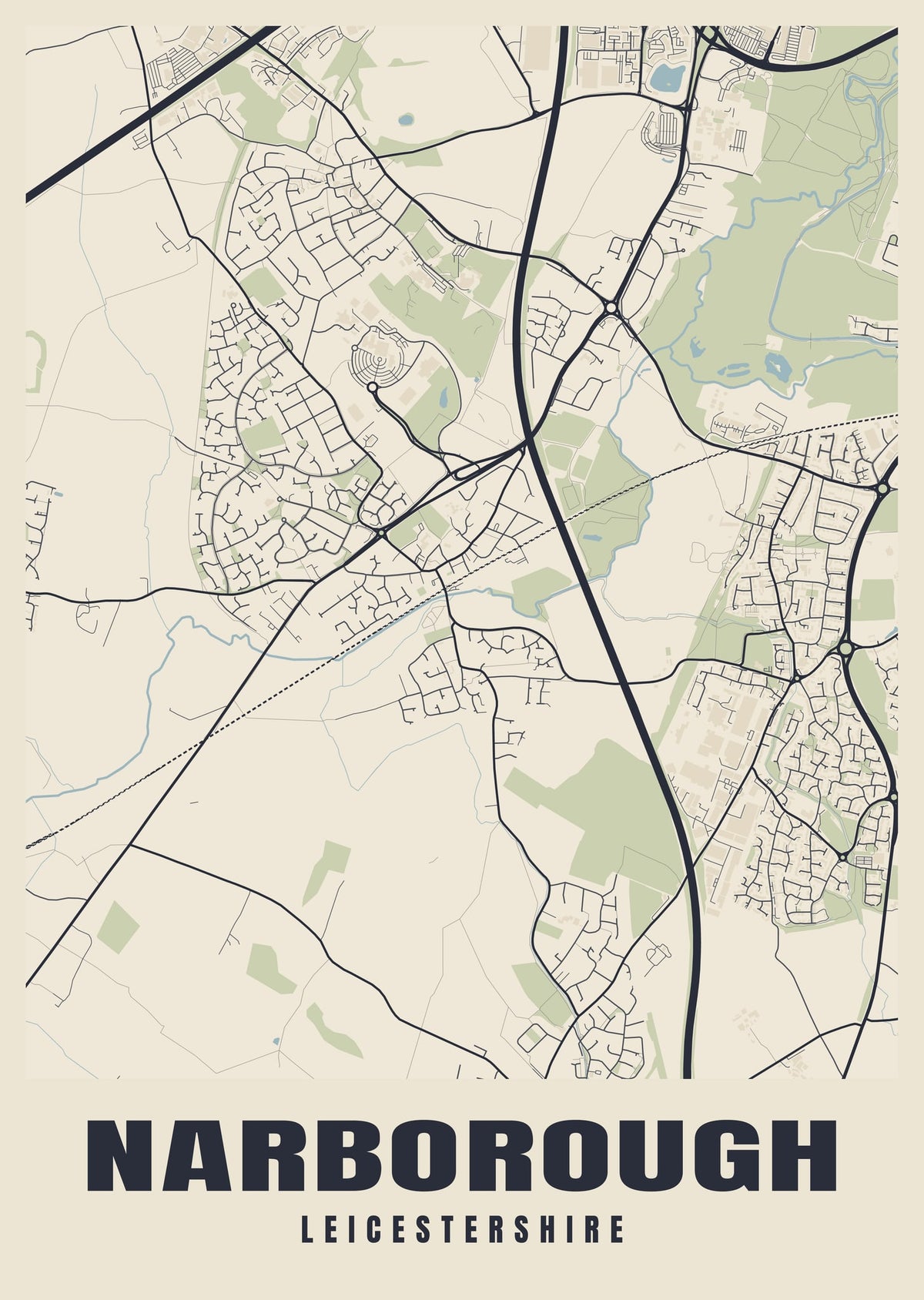Street map poster of Narborough, Leicestershire