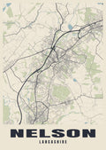 Street map poster of Nelson, Lancashire