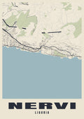 Street map poster of Nervi, Liguria