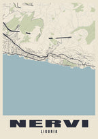Street map poster of Nervi, Liguria