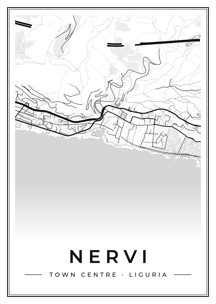 Nervi Town Centre Street Map Poster