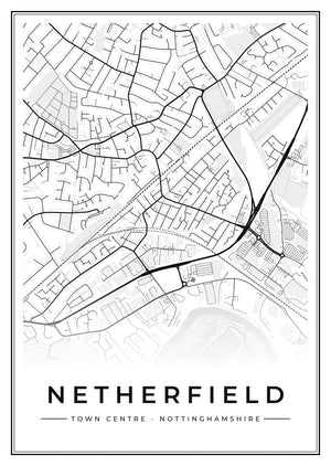 Netherfield Town Centre Street Map Poster