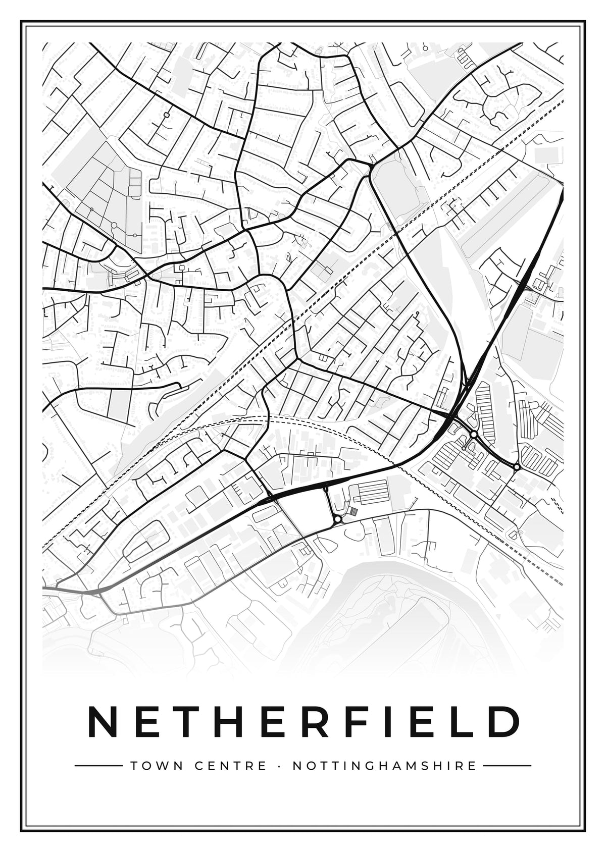 Street map poster of Netherfield town centre, Nottinghamshire