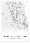 Street map poster of New Addington, Croydon, London