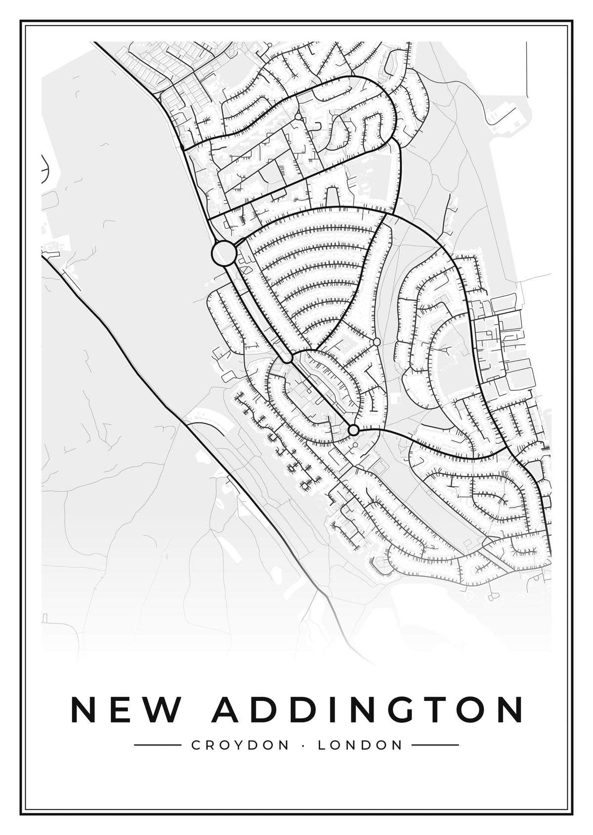 Street map poster of New Addington, Croydon, London